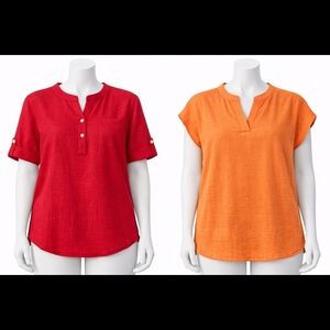 🌼 Spring Blowout Bundle – 2 Lightweight Tunic Tops | Drop Waist | XL